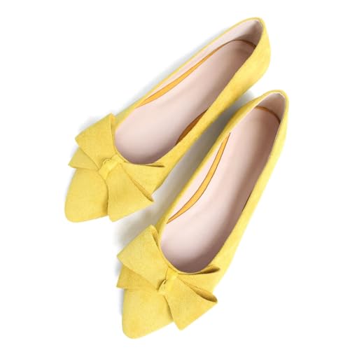 Image of TN TANGNEST Flats Shoes Women Comfort Casual Loafers | Classic Pointed Toe Bowknot Flats Cute Slip On Flats, Wear to Work Travel Walk