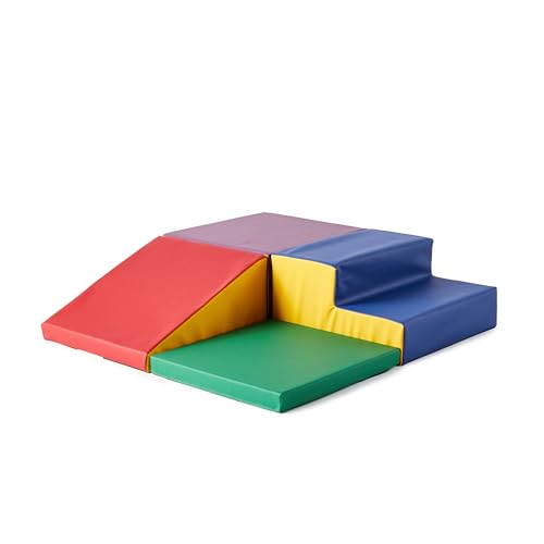 Image of Amazon Basics Kids Soft Play Corner Climber, 4-Piece, 40 x 40 x 10 inches, Red, Green, Blue, Yellow