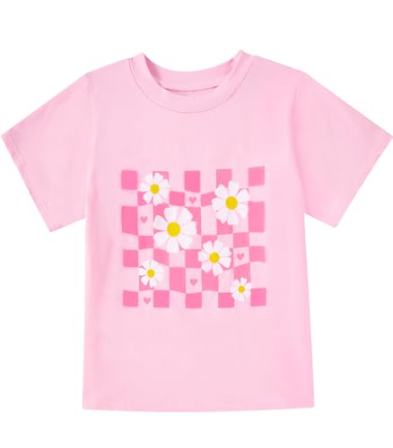 Image of Toddler Girls Clothes T-Shirt Short Sleeve Graphic Tee Cartoon Dinosaur 2-6T Girl Shirt Summer