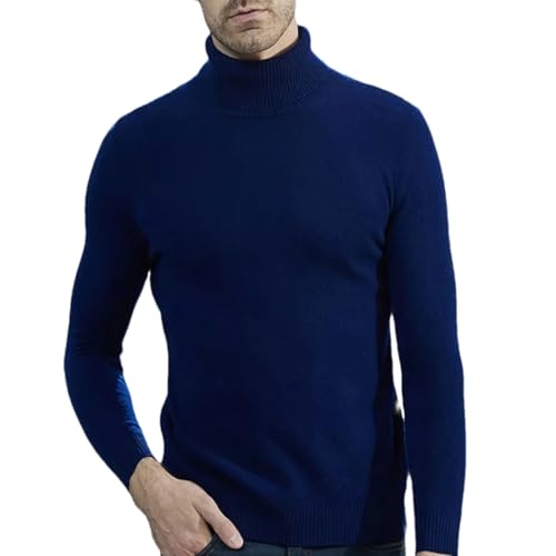 Men Winter Autumn Knitted Wool Turtleneck Long-Sleeve Thick Pullover