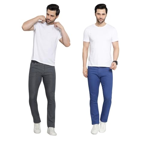 Image of DAIS Men's Stretchable Slim Fit Mid Rise Jeans, Pack of 2, (Combo of 2 Jeans)