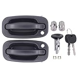 MOTOKU Ignition Switch and Front Left Right Side Door Lock Cylinder with Exterior Door Handles Set for Chevrolet Silverado Suburban Tahoe Avalanche for GMC Sierra Yukon for Cadillac Escalade 1999-2007