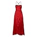 Wedding Guest Dresses for Women 2025,Elegant Chiffon Satin Prom Long Formal Dress Spaghetti Straps Backless Slit Dress Wedding Fashion Evening Party Gown with Pockets Solid Color Summer Dresses