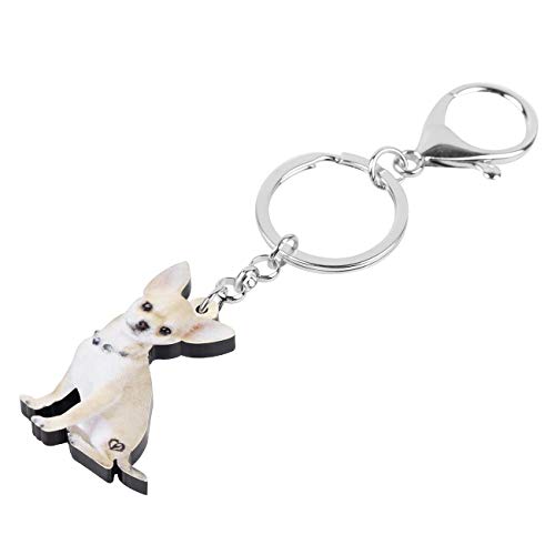 WEVENI Acrylic Cute Chihuahua Dog Keychains Pet Key Rings Jewelry For Women Girls Handbag Purse Car3