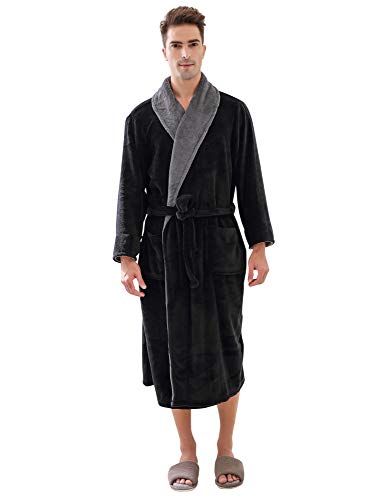 Richie House Men's Warm and Soft Fleece Robe Bathrobe Size S to XL RHM2759