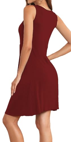 Image of Akihoo Women Summer Casual Sleeveless Midi Plain Pleated Tank Vest Dresses