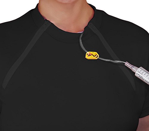 ComfyChemo® CHEMOWEAR : Women's Short Sleeve Chemotherapy Port Zipper Shirt4