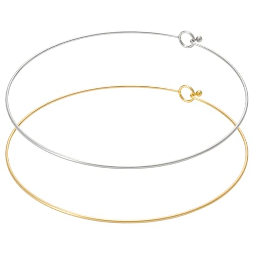 UNICRAFTALE 2Pcs 2 Colors Stainless Steel Choker Necklaces 14.5cm Wire Wrap Collar Necklaces for Women Golden Open Choker Necklace Metal Plain Chocker Collar Necklace for DIY Jewelry Making