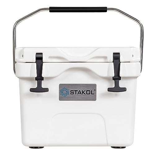 GOPLUS - Refrigerador rígido de 15 L para alimentos y bebidas, refrigerador isotérmico con asa, tapón de drenaje y 2 portavasos, refrigerador portátil para camping, pícnic, melocotón, color blanco