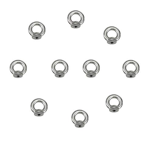 10 PCS 304 Stainless Steel M3 Thread Dia Ring Shape Eyed Bolt Lifting Eye Nut Fastener