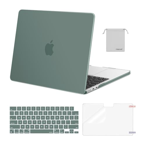 Image of MOSISO Compatible with MacBook Air 13 inch Case M5 2026 M4 2025 M3 M2 2024-2022 A3449 A3240 A3113 A2681,Hard Shell&Keyboard Cover&Screen Film&Pouch for MacBook Air 13.6 inch Case, Emerald Green