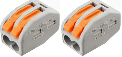Image of 100 Pcs Lever Connectors Nuts 2 Conductor Combination Compact Wire Connectors Fast Connection Terminal 28-12 AWG Suitable for Multiple Types (Pack of 2)