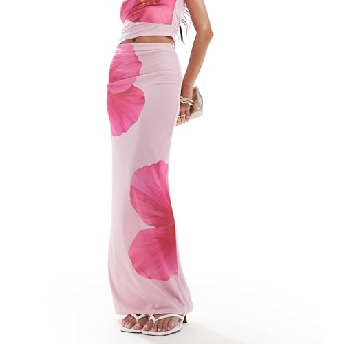 Women Y2k 2 Piece Maxi Skirt Set Floral One Should Tank Top Bodycon Long Skirts Summer Beach Matching Outfits4