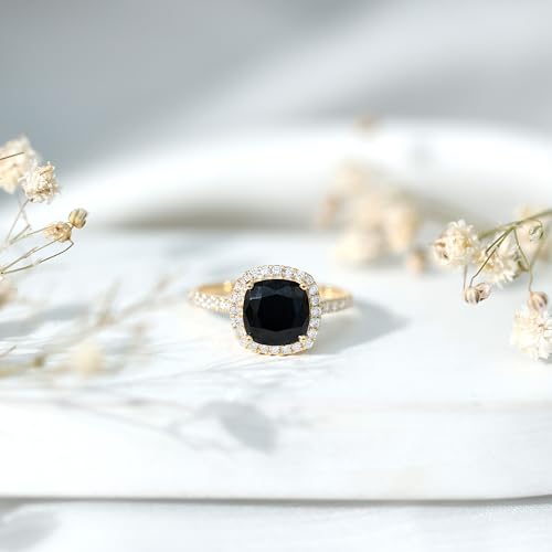 Lab Created Black Diamond Engagement Ring with Diamond for Women, 3.50 cttw3