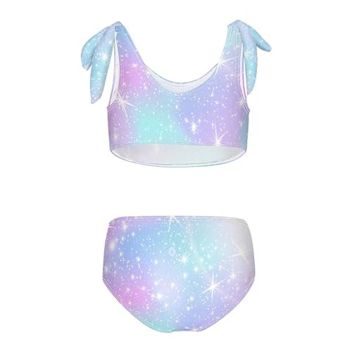 Image of Girls Tankini Swimsuit Bathing Suit Two Piece Bikini Summer Beach Swimwear with Adjustable Strap 3-12 Years Solid Color
