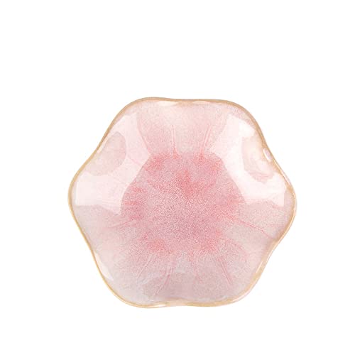 Image of 2PCS Lotus Leaf Shape Ring Holder Dish, Small Key Bowl, Ceramic Trinket Tray Jewelry Dish Organizing Necklace Earrings for Mom Friend Sister, All Jewelries Are NOT Included.Pink+Light Green.