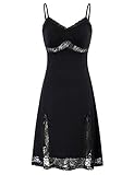 Full Slips for Women Soft Full Slips Under Dress V Neck Sexy Dress Nightwear Black,XL