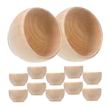 BESTonZON Cuencos de Madera para Decorar 12 Piezas Mini Cuencos Redondos sin Pintar Perfectos para Manualidades Proyectos Escolares Decoración de Mesas y Almacenamiento de Snacks Secos