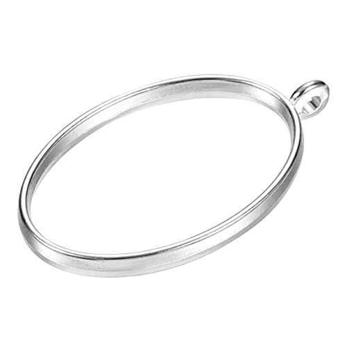 M METERXITY 20 Pack Open Bezels for Resin - Hollow Frames Alloy Oval Shaped, Apply to DIY Crafts Pendants Pressed Flowers (Silver Tone) - Image 4