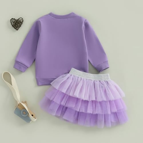 Kids Baby Girls Mamas Bestie Skirts Set Long Sleeve Embroidery Letter Sweatshirt Tops and Mini Ruffled Tutu Skirts4