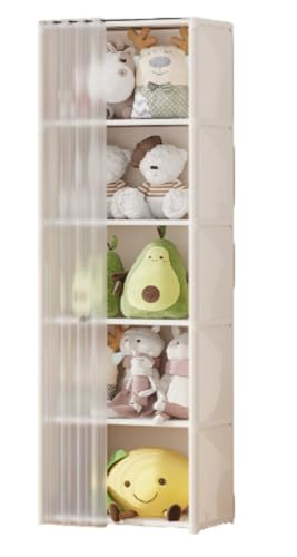 Damika おもちゃ収納 ぬいぐるみ収納ボックス ディスプレイスタンド 子供用収納キャビネット 大容量多層収納ラック 組み立て簡単省スペース防塵 収納ネット枕 子供部屋用 (ホワイト 単列 6 層)