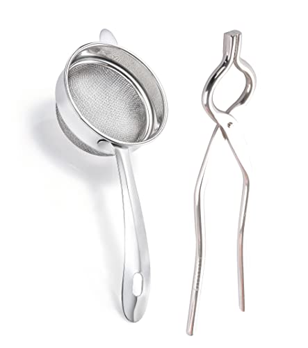 Image of Petals Double Mesh Tea Strainer and Sandasi Combo (Strainer- 9.6x23x5cm and Sandasi- 27x6.6x0.1cm)
