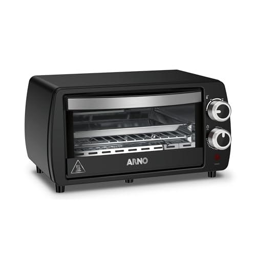 Forno Elétrico Arno Compacto 10L Preto FOR1 com Aquecimento de Quartzo, Controle de Temperatura até 230°C e Temporizador de 60 Minutos, 110V