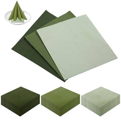 Servilletas verde salvia, 120 unidades, color verde, 33 x 33 cm, servilletas de papel, elegantes decoraciones de mesa, para bodas, comuniones, confirmaciones, bautizos y cumpleaños