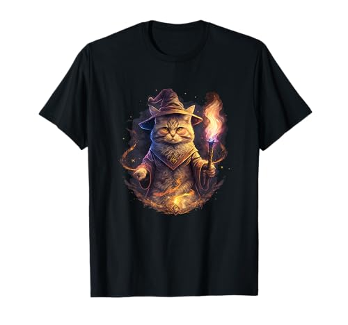 Magical Wizard Cat Fantasy Kitten T-Shirt for Men Women Kids