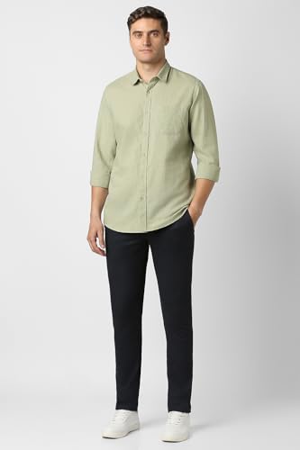 Image of Peter England Men's Solid Linen Blend Shirt Slim Fit| Casual Wear | Full Sleeves