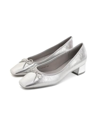 スクエアトゥヒールアップバレエシューズ PP36156 SILVER 25.5