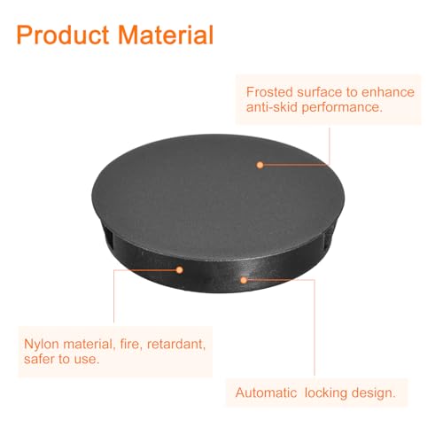 Image of uxcell 50mm /1.97 inch Plastic Hole Plugs, 6Pcs Flush Type Panel Round Snap in Fastener Knockout Locking Plugs for Furniture Insert End Caps Panels, Black