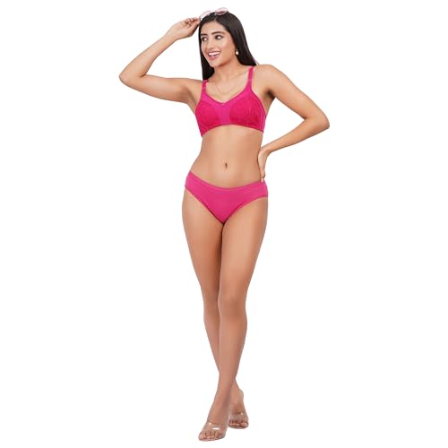 Image of Lace Non Padded Bra in B, C and D Cup for Women - Made of Pure Cotton Full Coverage Over Size Non Wired Pushup Soft Cup for T-Shirt Saree Dress Sports Garment for Daily Use Everyday