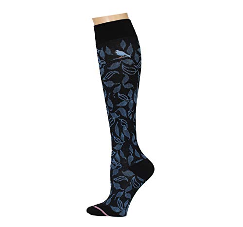 Dr. Motion Women's 3-Pack Floral Cmpression Knee Socks, Black/Grey/Black, 9-112