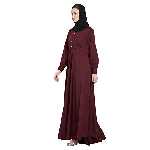 Image of Nabia Solid Premium Nida Fabric Lose fit Cuffed Sleeves Maxi Dress Abaya For Women