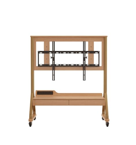 Image of AnywaysWood TV Cart Rolling TV Stand with Wheels for Most 40-75 inch TVs up to 300lbs Height Adjustable, Tilting, Tall Heavy Duty TV Stand with 2 Drawers Power Strip, for Living Room
