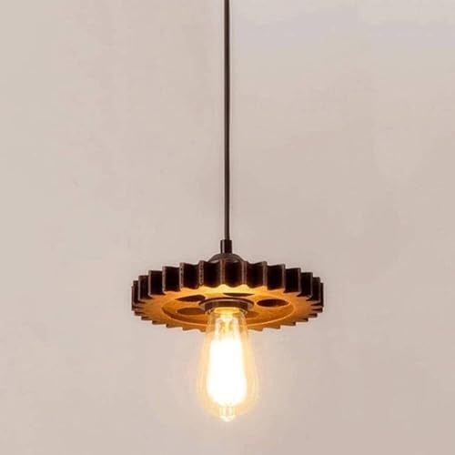 Lustre industriel steampunk en bois noble et métal pour plafond exigeant - 7