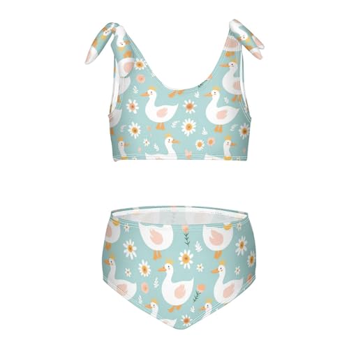 Wusikd White Ducks Girls Swimsuits Two Piece Crowns Daisies Swimwear Bikini Set for for Girls Size 3T