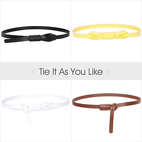 JASGOOD Women PU Leather Skinny Belt for Dress Adjustable Thin Waist Belt for Lady4