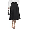 Casly Lamiit Women’s High Waisted Midi Skirts Business Casual Flare Dressy Work A Line Pleated Skirt with Pockets