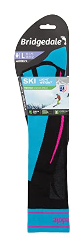 Bridgedale Women's Lightweight Ski - Merino Endurance Socks, Black/Blue, Medium #TOP3