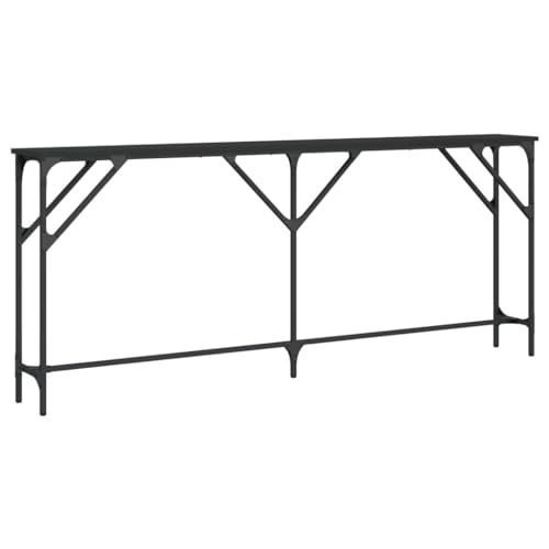 vidaXL Black Console Table - Industrial Style Sofa Side End Table - Engineered Wood and Metal Frame - Living Room, Hallway Furniture
