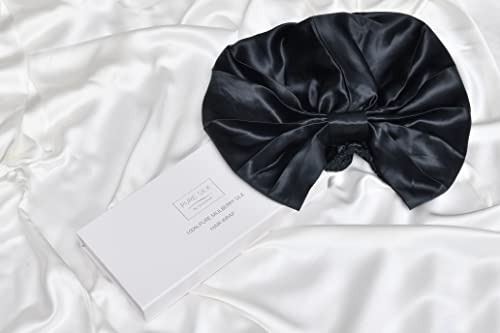 Sleepdown 100% Silk Hair Wrap, Sleep Wrap, Hair Turban, Naturally Hypoallergenic, Soft and Comfortable - 22 Momme - 20cm Dia - Black - Image 3