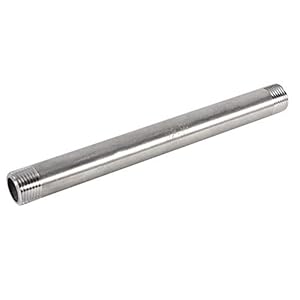 Gewindefitting Rohrnippel Verzinkt, Edelstahlrohrverschraubung, 1/2″ BSP 200mm pipe coupler, BSP-Außengewindeadapter für gerade Kupplung 7,87″ Länge(DN15=1/2) (Innendurchmesser beträgt ca. 15mm)