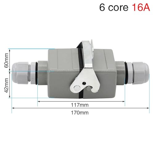 Conector rectangular de alta resistencia HE-06 industrial de 6 núcleos y 16A 2
