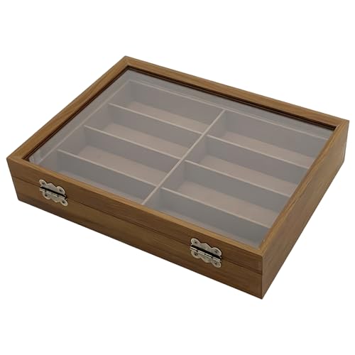 Image of Antique Glasses Storage Box, Sunglasses Storage Case, Collection Case, Accessories Storage, Wooden, Holds 8-Slot