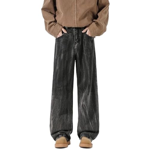 Men's Wide Leg Jeans Pants Vintage Loose Fit Denim Pants,Casual Trousers