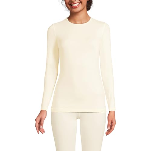 Lands' End Women's Petite Baselayer Cozy Thermaskin Crewneck Top X-Small Fresh Ivory