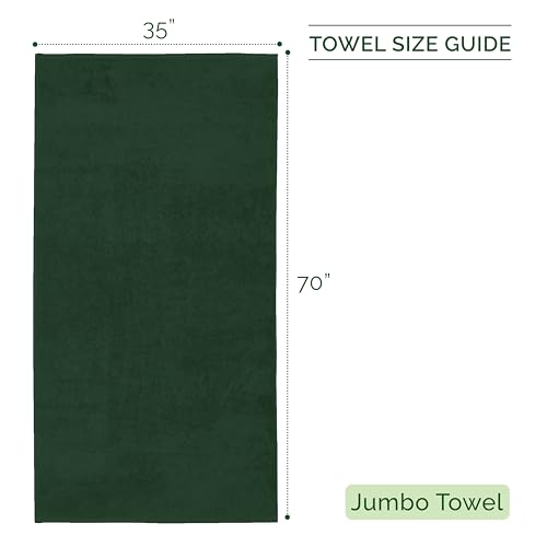 Image of Elegant Comfort 100% Turkish Cotton 4 Lines Viscose Stripe Jumbo Bath Towel - Hotel Spa Quality Extra Large 35 x 70 Inch Bath Towel Ultra Soft, Super Absorbent Quick Dry Large Bath Towel, Hunter Green