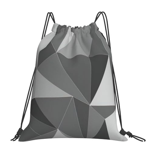 Black Geometric Print Drawstring Bags Gym Bag - Lightweight Foldable - Sports, Travel, Yoga, Beach, Hiking, Picnics, Outdoor